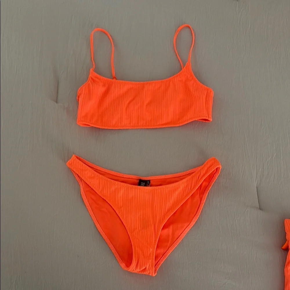 triangl swimwear Neon Orange Ribbed Two-Piece Bikini